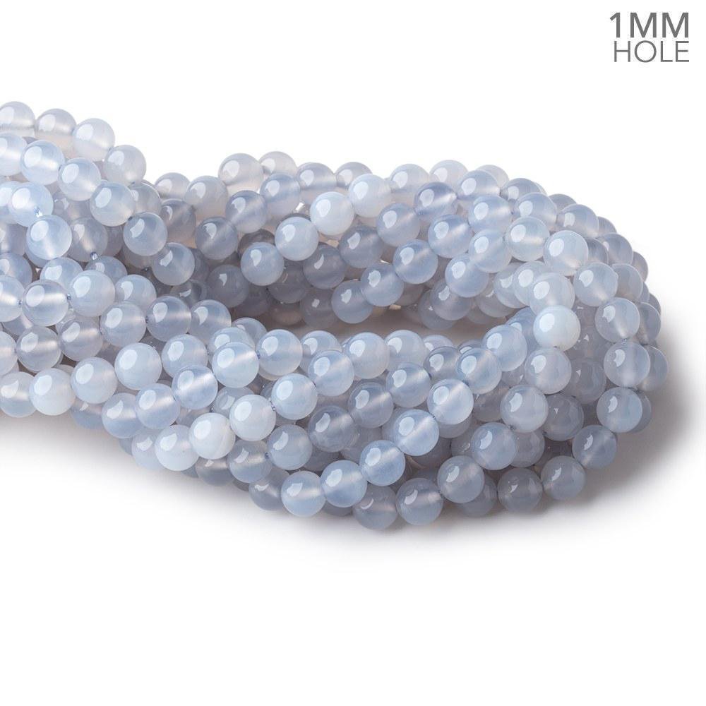 8mm Turkish Blue Chalcedony Plain Round Beads 15.5 inch 50 pieces - Beadsofcambay.com