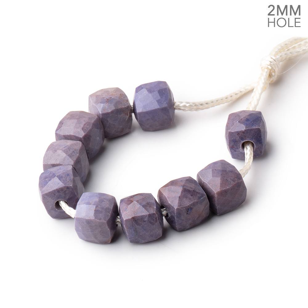 8mm Turkish Purple Jade 2mm Large Hole Faceted Cube Beads Set of 10 pieces - Beadsofcambay.com