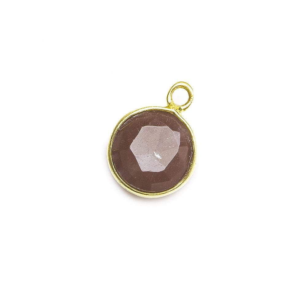 8mm Vermeil Bezel Chocolate Moonstone faceteed coin Pendant 1 piece - Beadsofcambay.com