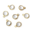 8mm Vermeil Bezel Crystal Quartz faceted coin Pendant 1 focal bead - Beadsofcambay.com