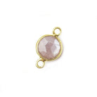 8mm Vermeil Bezel Grey Brown Moonstone faceteed coin Connector 1 piece - Beadsofcambay.com