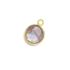 8mm Vermeil Bezel Grey Brown Moonstone faceteed coin Pendant 1 piece - Beadsofcambay.com
