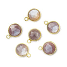 8mm Vermeil Bezel Grey Brown Moonstone faceteed coin Pendant 1 piece - Beadsofcambay.com