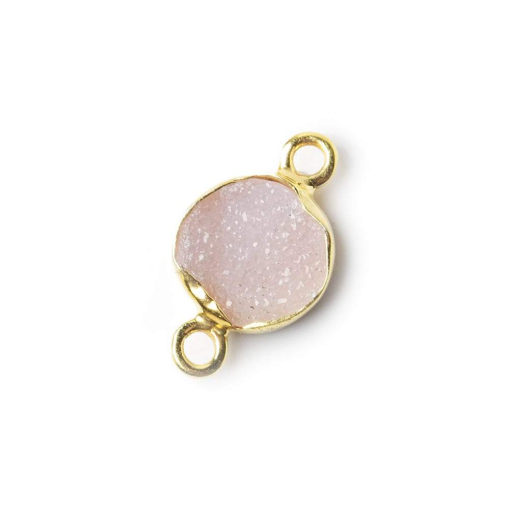8mm Vermeil Bezel Pink Drusy Coin Connector 1 piece - Beadsofcambay.com