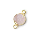 8mm Vermeil Bezel Pink Drusy Coin Connector 1 piece - Beadsofcambay.com
