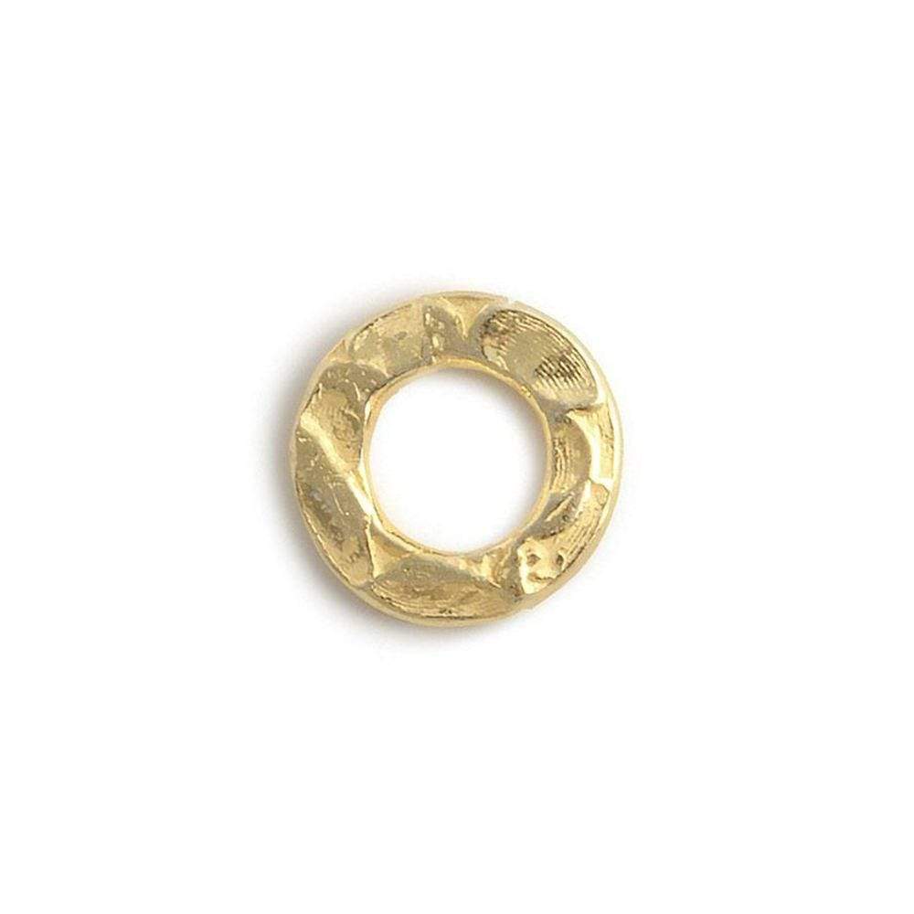 8mm Vermeil Hammered Jump Ring Connector 4mm ID Set of 10 pieces - Beadsofcambay.com