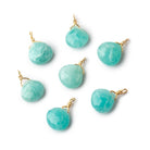 8mm Vermeil Wire Wrapped Amazonite Faceted Heart 1 Focal Pendant - Beadsofcambay.com