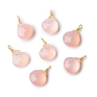 8mm Vermeil Wire Wrapped Blush Pink Chalcedony Faceted Heart 1 Focal Pendant - Beadsofcambay.com