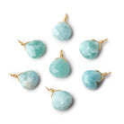 8mm Vermeil Wire Wrapped Larimar Faceted Heart 1 Focal Pendant - Beadsofcambay.com