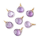 8mm Vermeil Wire Wrapped Pink Amethyst Faceted Heart 1 Focal Pendant - Beadsofcambay.com