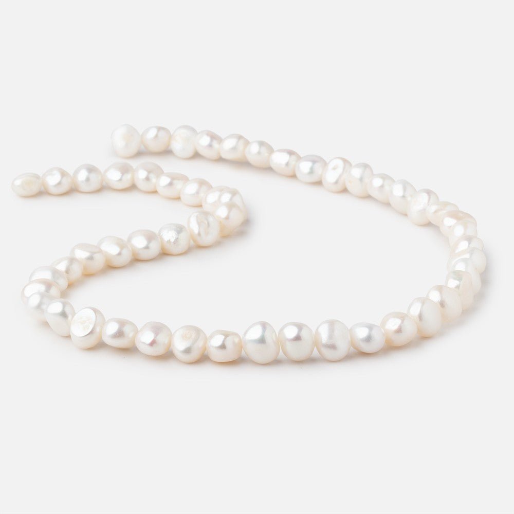 8mm White Baroque Freshwater Pearls 16 inch 55 pieces - Beadsofcambay.com