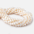 8mm White Baroque Freshwater Pearls 16 inch 55 pieces - Beadsofcambay.com