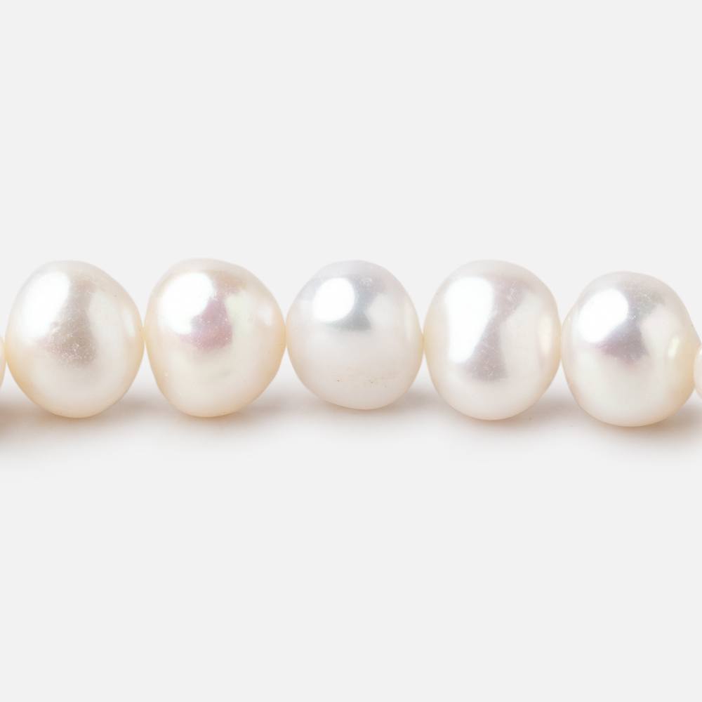 8mm White Baroque Freshwater Pearls 16 inch 55 pieces - Beadsofcambay.com