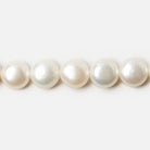 8mm White Button Side Drilled Freshwater Pearls, 16 inch, 50 pieces - Beadsofcambay.com