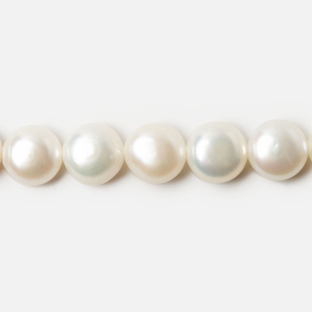 8mm White Button Side Drilled Freshwater Pearls, 16 inch, 50 pieces - Beadsofcambay.com