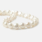 8mm White Button Side Drilled Freshwater Pearls, 16 inch, 50 pieces - Beadsofcambay.com