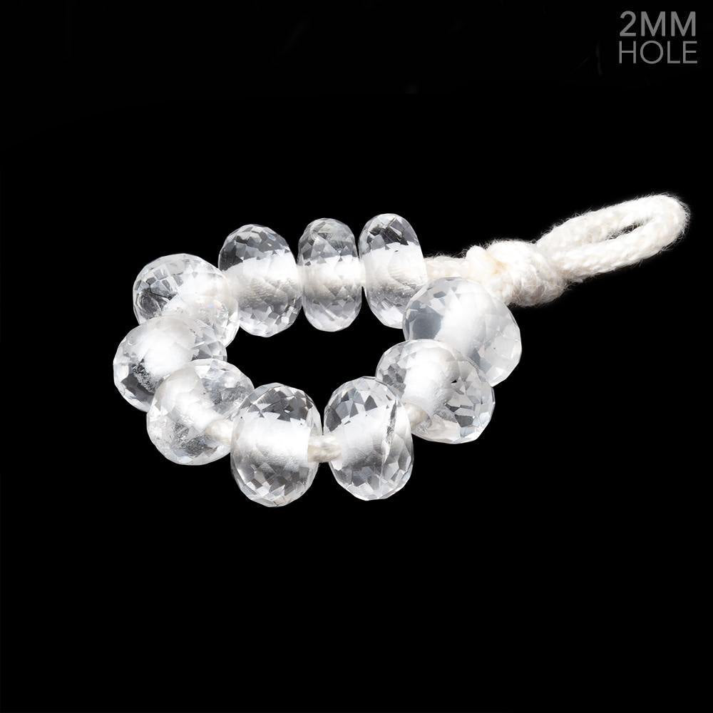 8mm White Topaz 2mm Large Hole Faceted Rondelle Bead Set of 10 - Beadsofcambay.com