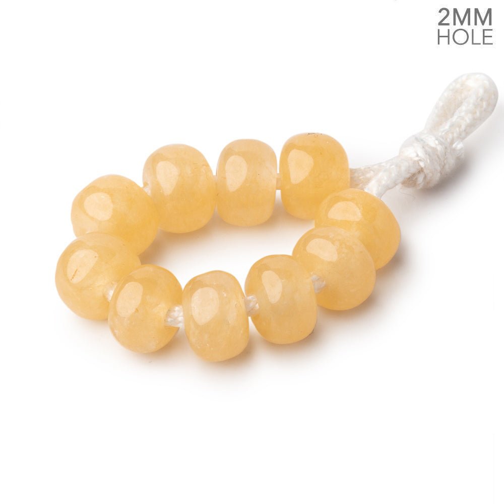 8mm Yellow Aventurine 2mm Large Hole Plain Rondelle Set of 10 - Beadsofcambay.com