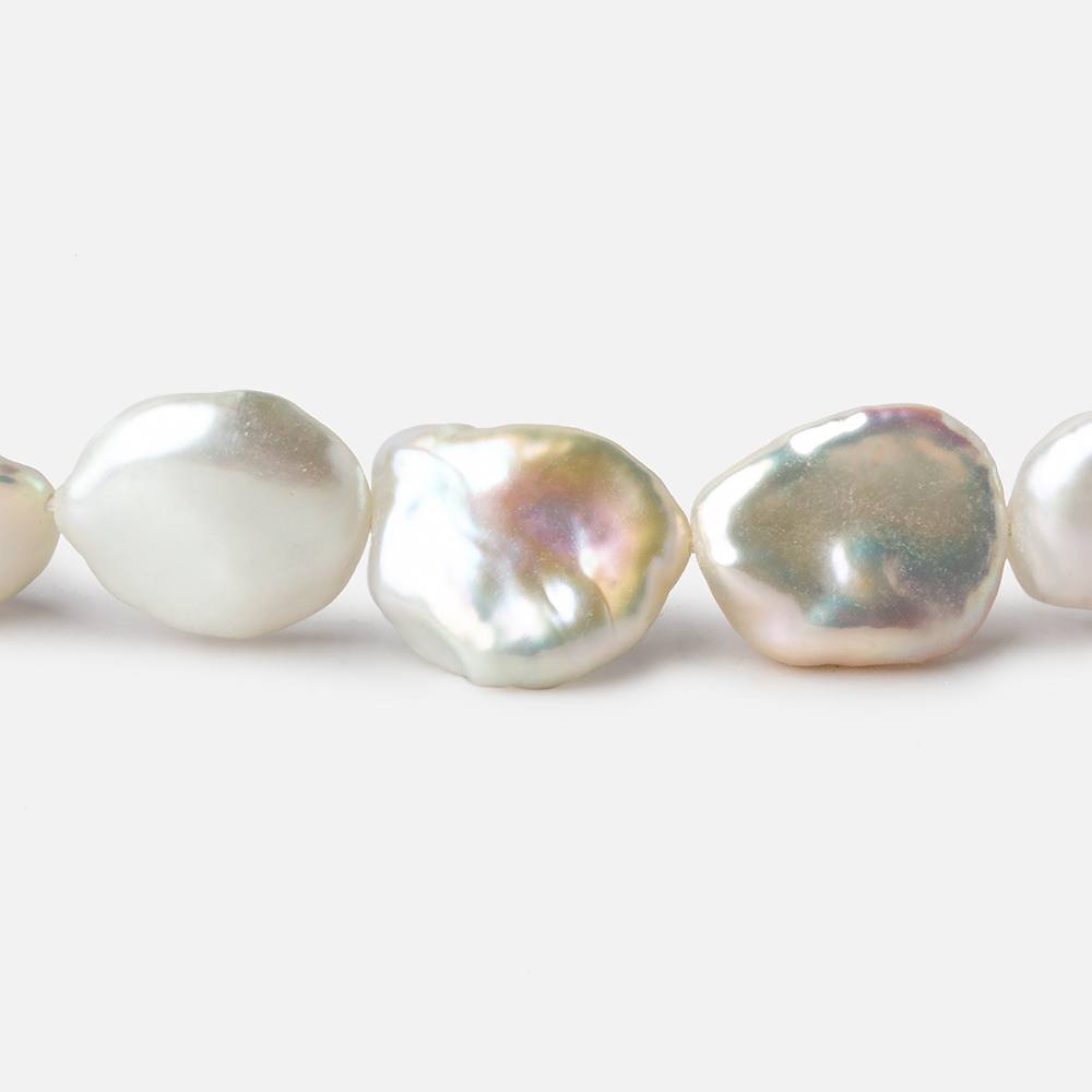 8x10-12x14mm Rose' White Keshi straight drilled Freshwater Pearls 16 inch 32 pieces AAA - Beadsofcambay.com