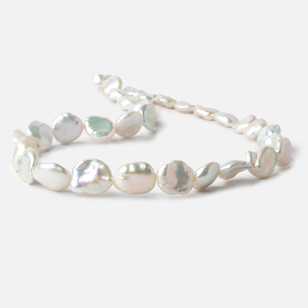 8x10-12x14mm Rose' White Keshi straight drilled Freshwater Pearls 16 inch 32 pieces AAA - Beadsofcambay.com