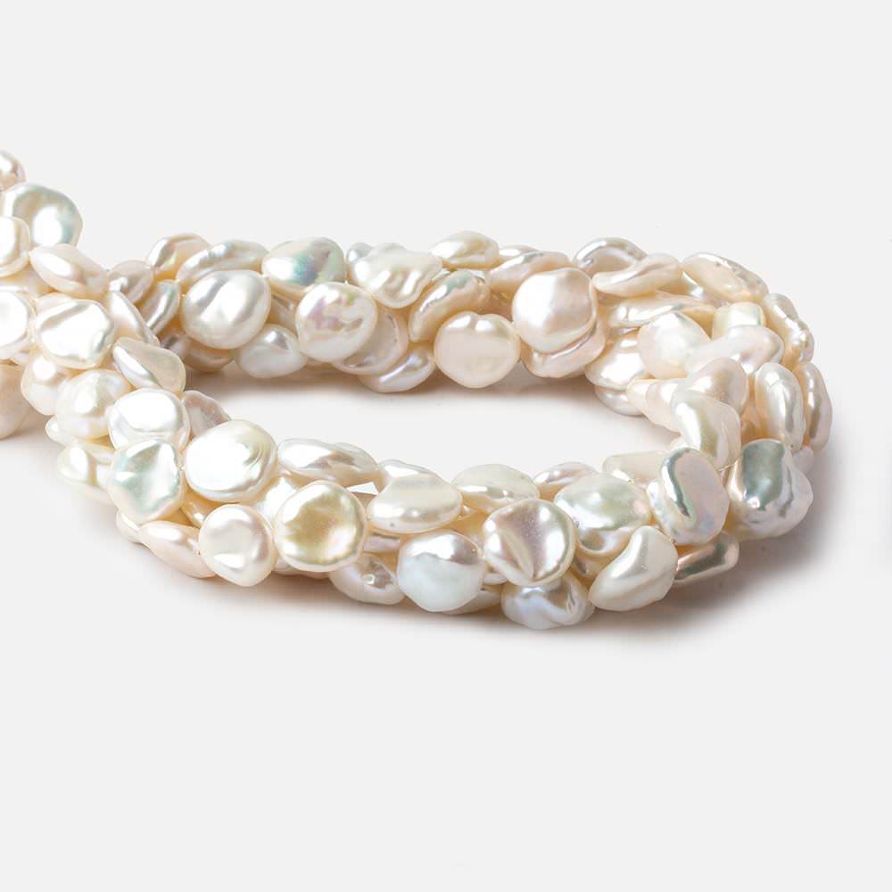 8x10-12x14mm Rose' White Keshi straight drilled Freshwater Pearls 16 inch 32 pieces AAA - Beadsofcambay.com