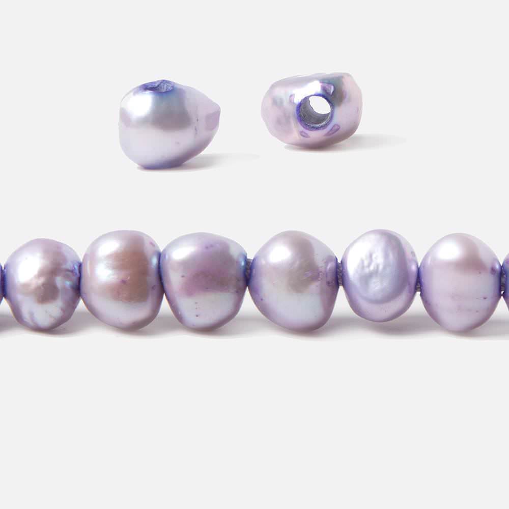 8x10-7.5x10.5mm Lilac Baroque 2.5mm large hole Pearls 15 in. 49 pcs - Beadsofcambay.com