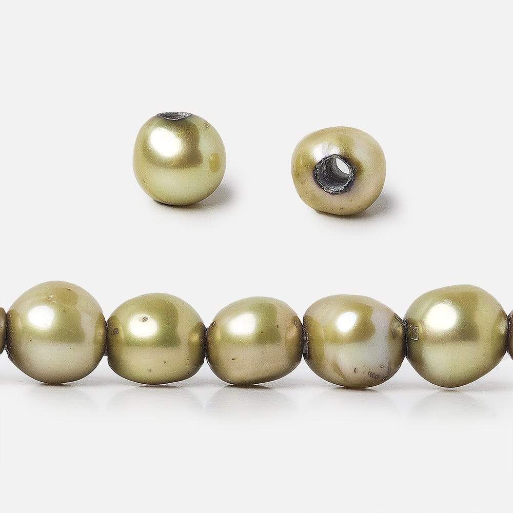 8x10-8x11mm Pale Lemongrass Baroque 2.5mm large hole Pearls 15 in. 48 pcs - Beadsofcambay.com
