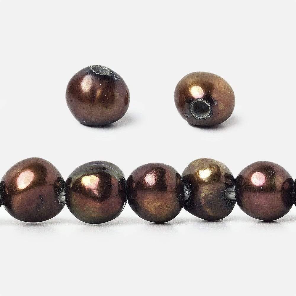8x10-8x11mm Red Brown Baroque 2.5mm large hole Pearls 15 in. 48 pcs - Beadsofcambay.com
