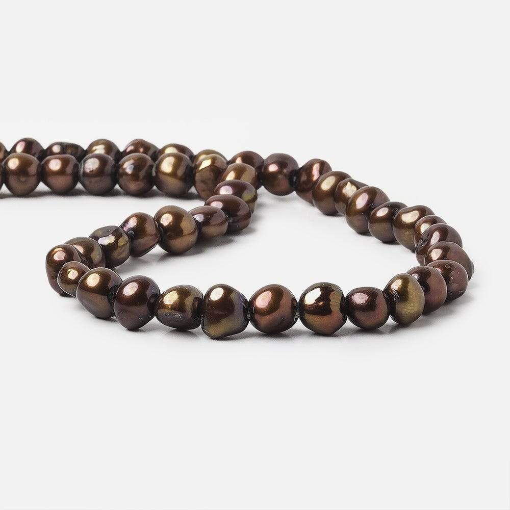 8x10-8x11mm Red Brown Baroque 2.5mm large hole Pearls 15 in. 48 pcs - Beadsofcambay.com