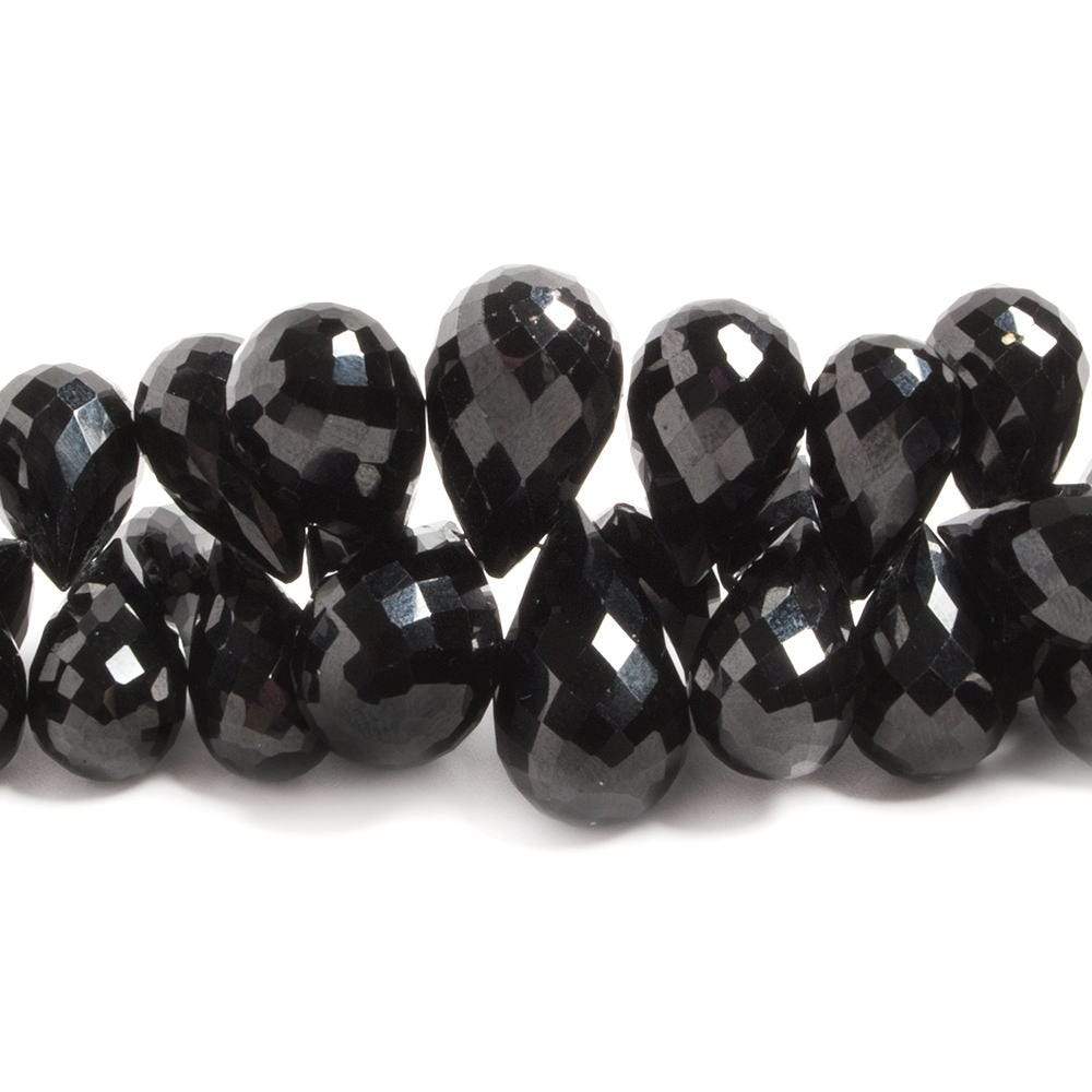 8x10mm-17x11mm Black Spinel Faceted Tear Drop Briolette 8 Inch 65 pieces - Beadsofcambay.com