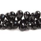 8x10mm-17x11mm Black Spinel Faceted Tear Drop Briolette 8 Inch 65 pieces - Beadsofcambay.com