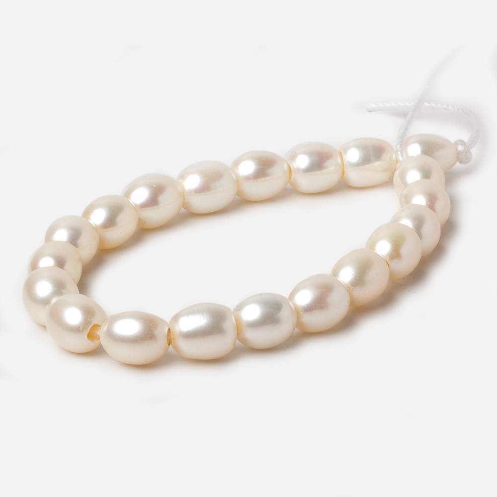 8x10mm Creamy White Straight Drilled Oval Large Hole pearls 8 inch 19 pieces AA - Beadsofcambay.com
