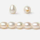 8x10mm Creamy White Straight Drilled Oval Large Hole pearls 8 inch 19 pieces AA - Beadsofcambay.com