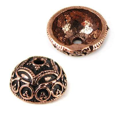 8x15x15mm Copper Bead Cap Bali Design *DISCONTINUED* - Beadsofcambay.com