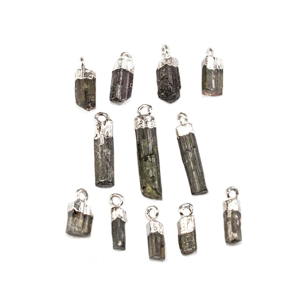 8x4-18x4mm Silver Leaf Tipped Tourmaline Natural Crystal Set of 12 pieces - Beadsofcambay.com