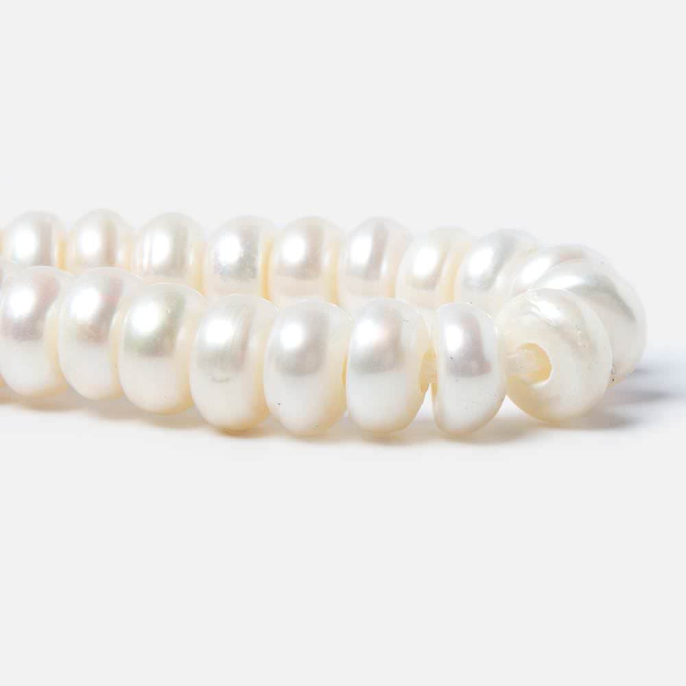 8x4mm Off White Button 2.5mm Drill Hole Freshwater Pearls 44 pcs - Beadsofcambay.com
