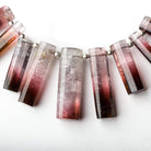 8x4x4-25x8x8mm Bi-Color Tourmaline top drilled plain Triangular Tubes 8 inch 25 beads AAA - Beadsofcambay.com