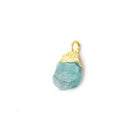 8x4x5mm Gold Leafed Sea Aqua Chalcedony Unpolished Natural Crystal Pendant 1 piece - Beadsofcambay.com