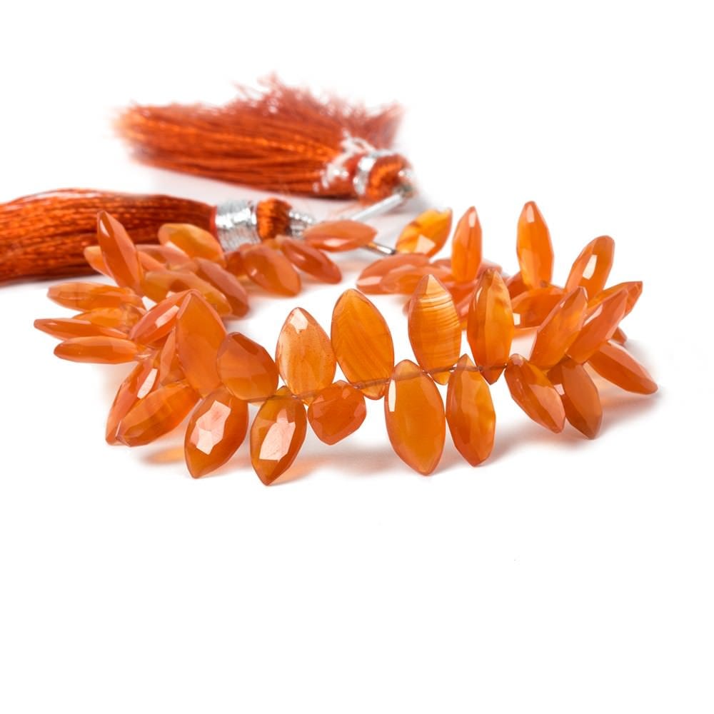 8x5-11x5mm Carnelian Faceted Marquise Beads 7 inch 55 beads - Beadsofcambay.com
