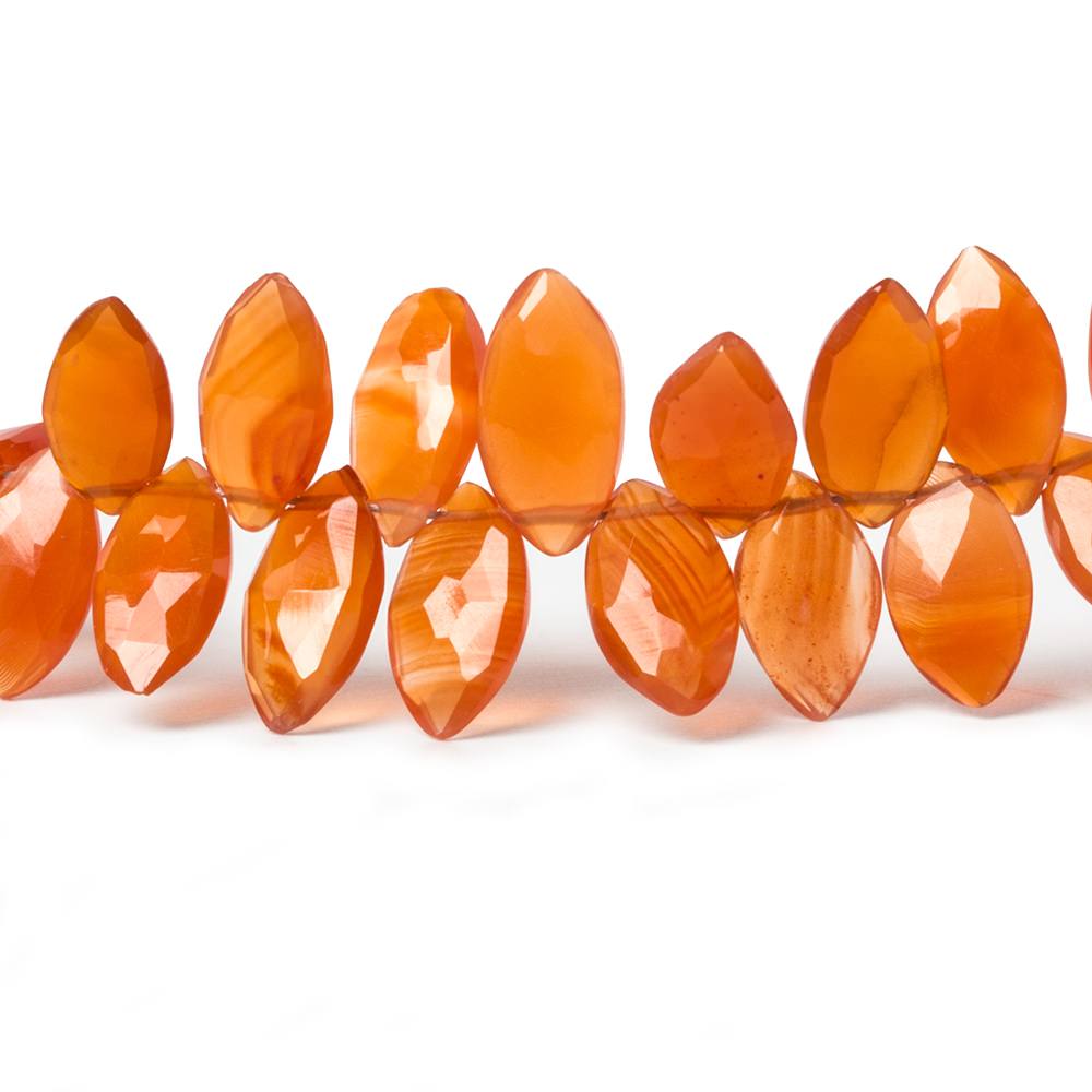 8x5-11x5mm Carnelian Faceted Marquise Beads 7 inch 55 beads - Beadsofcambay.com