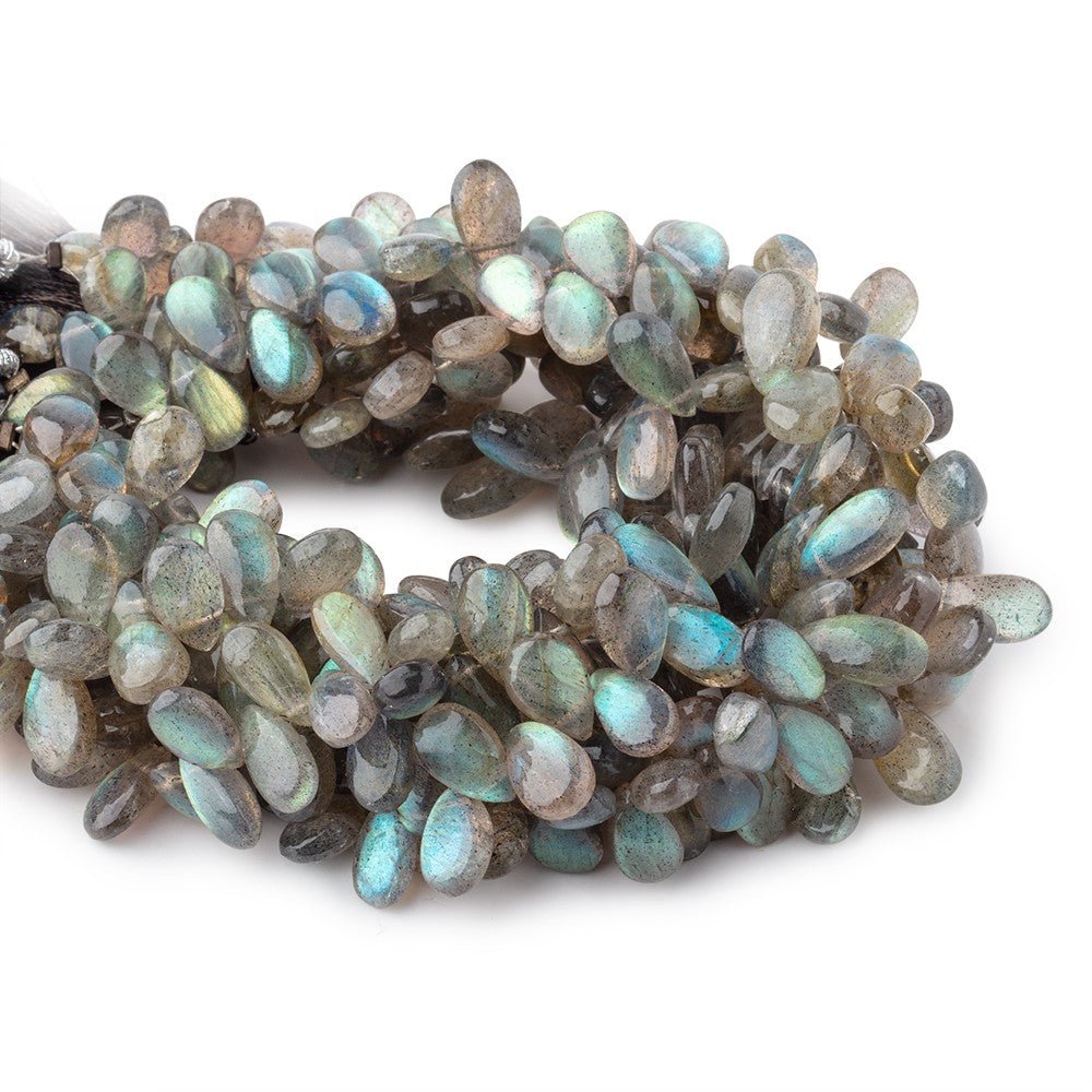 8x5-11x6mm Labradorite Plain Pear Beads 7.5 inch 46 pieces - Beadsofcambay.com