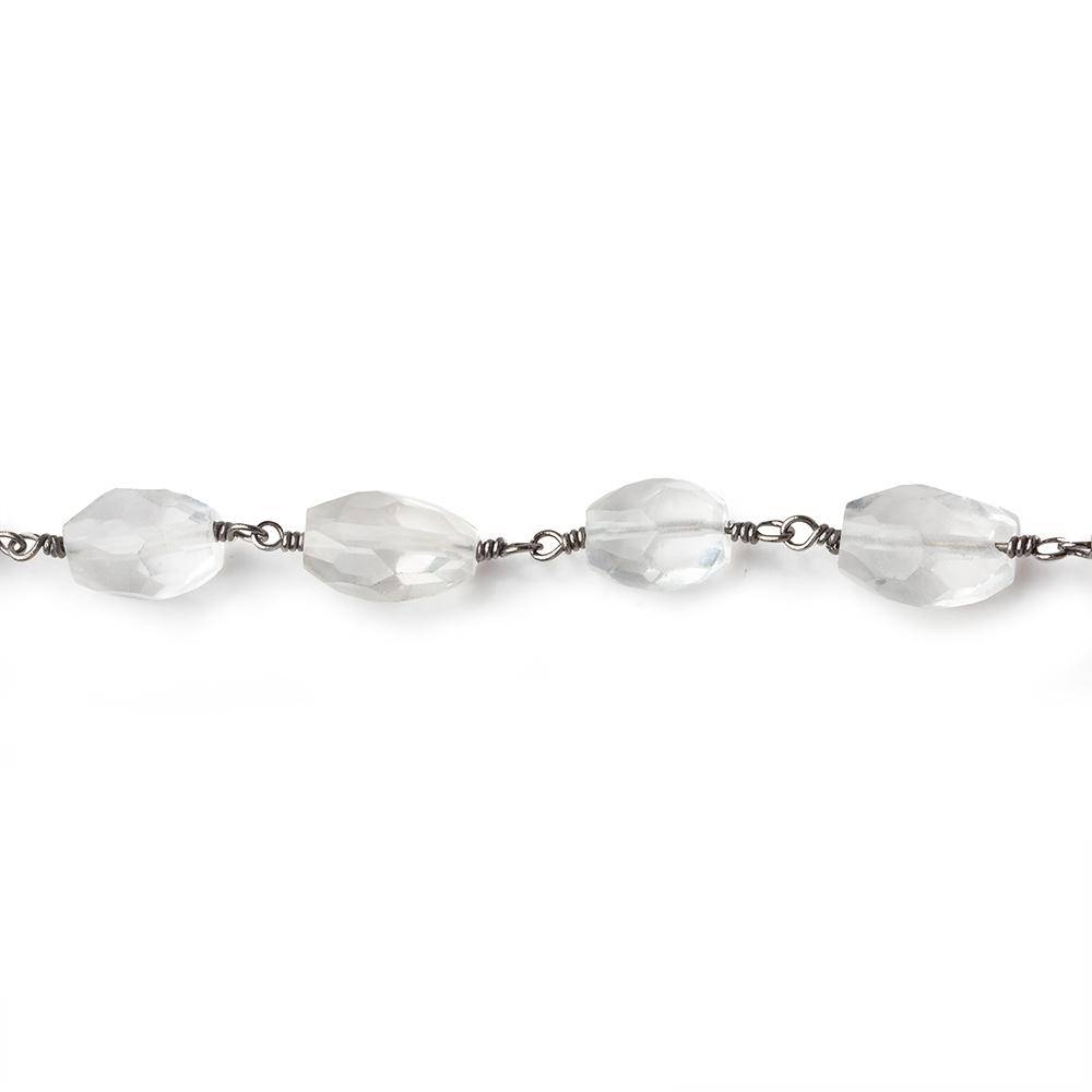 8x5-11x7mm Crystal Quartz Faceted Nugget Black Gold Chain by the foot - Beadsofcambay.com