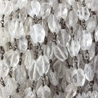 8x5-11x7mm Crystal Quartz Faceted Nugget Black Gold Chain by the foot - Beadsofcambay.com