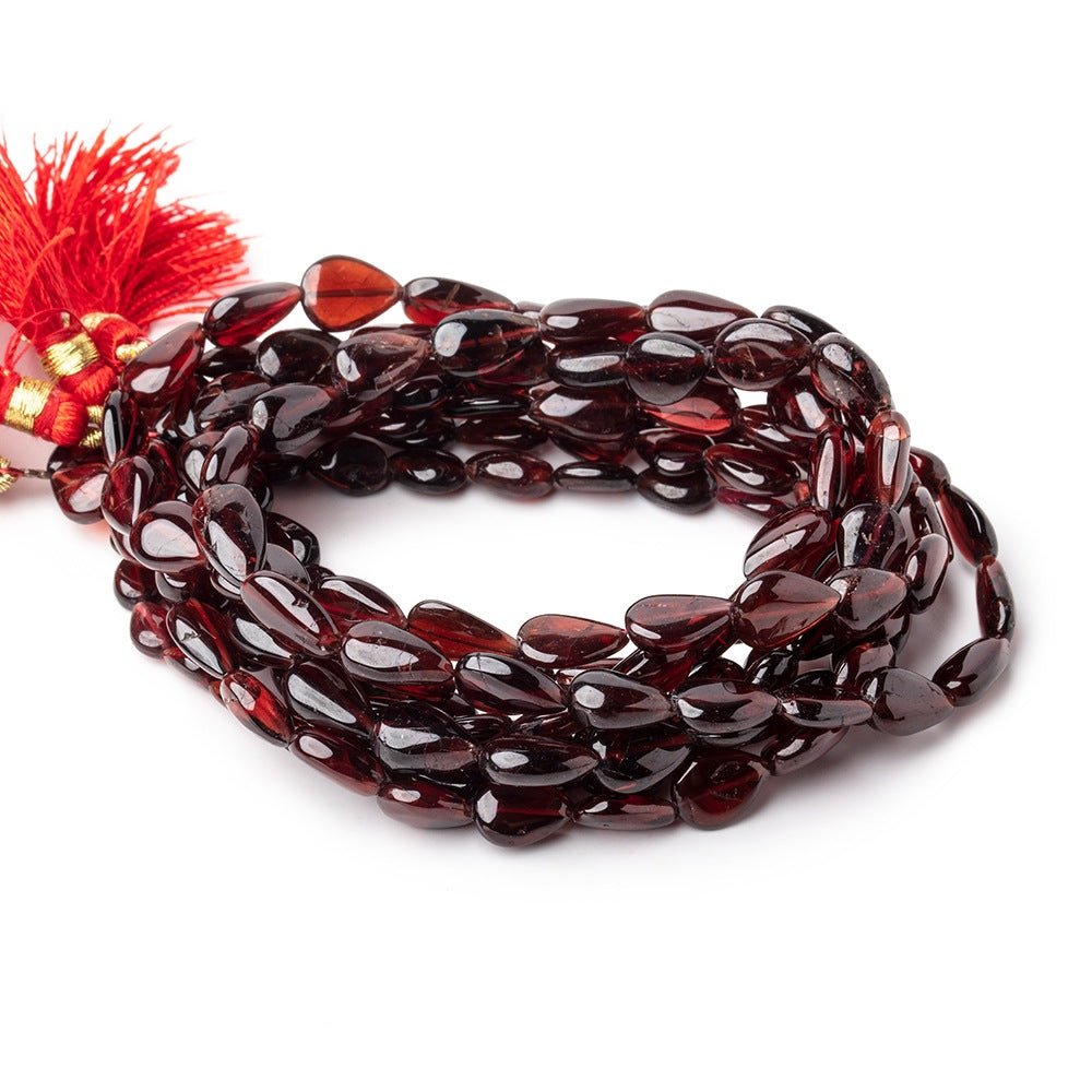 8x5-11x7mm Garnet Plain Pear Beads 15 inch 39 pieces - Beadsofcambay.com