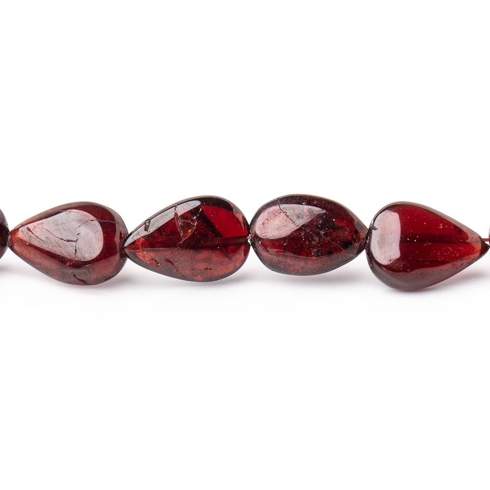 8x5-11x7mm Garnet Plain Pear Beads 15 inch 39 pieces - Beadsofcambay.com