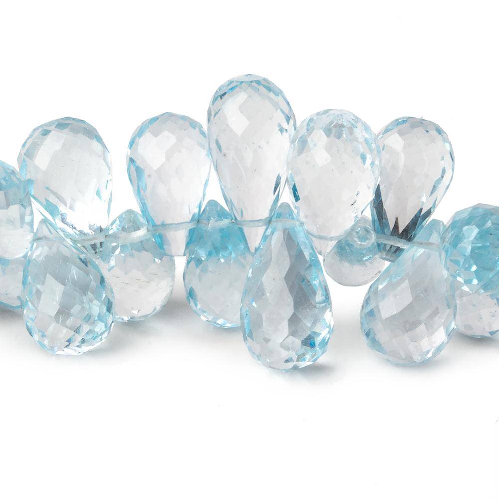 8x5-12x6mm Sky Blue Topaz Tear Drop Briolette 8 inch 66 beads AAA - Beadsofcambay.com