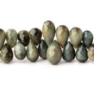 8x5-13x8mm Green Cat's Eye Quartz Faceted Tear Drops 9 inch 76 Beads - Beadsofcambay.com