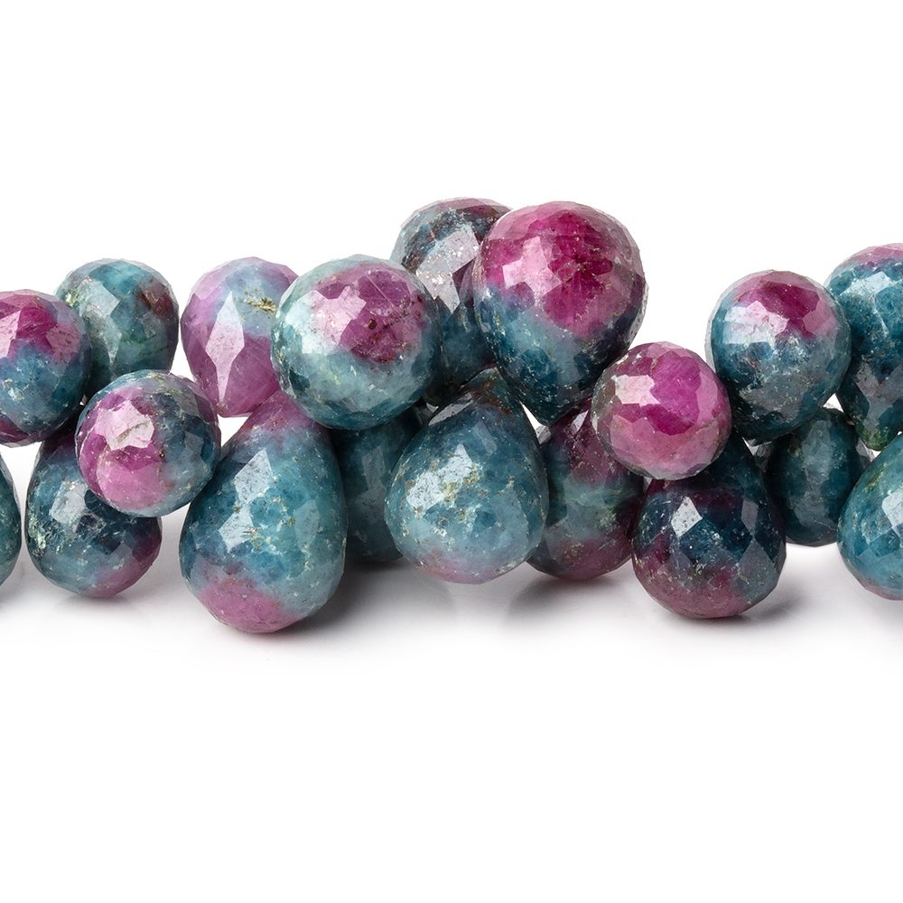8x5-13x9mm Ruby in Zoisite Faceted Tear Drop Beads 8 inch 72 pieces - Beadsofcambay.com