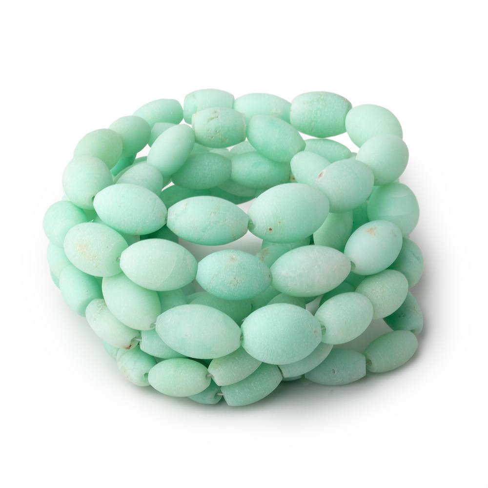 8x5-14x10mm Matte Tanzanian Green Opal Plain Barrel Beads 18 inch 42 pieces AA - Beadsofcambay.com