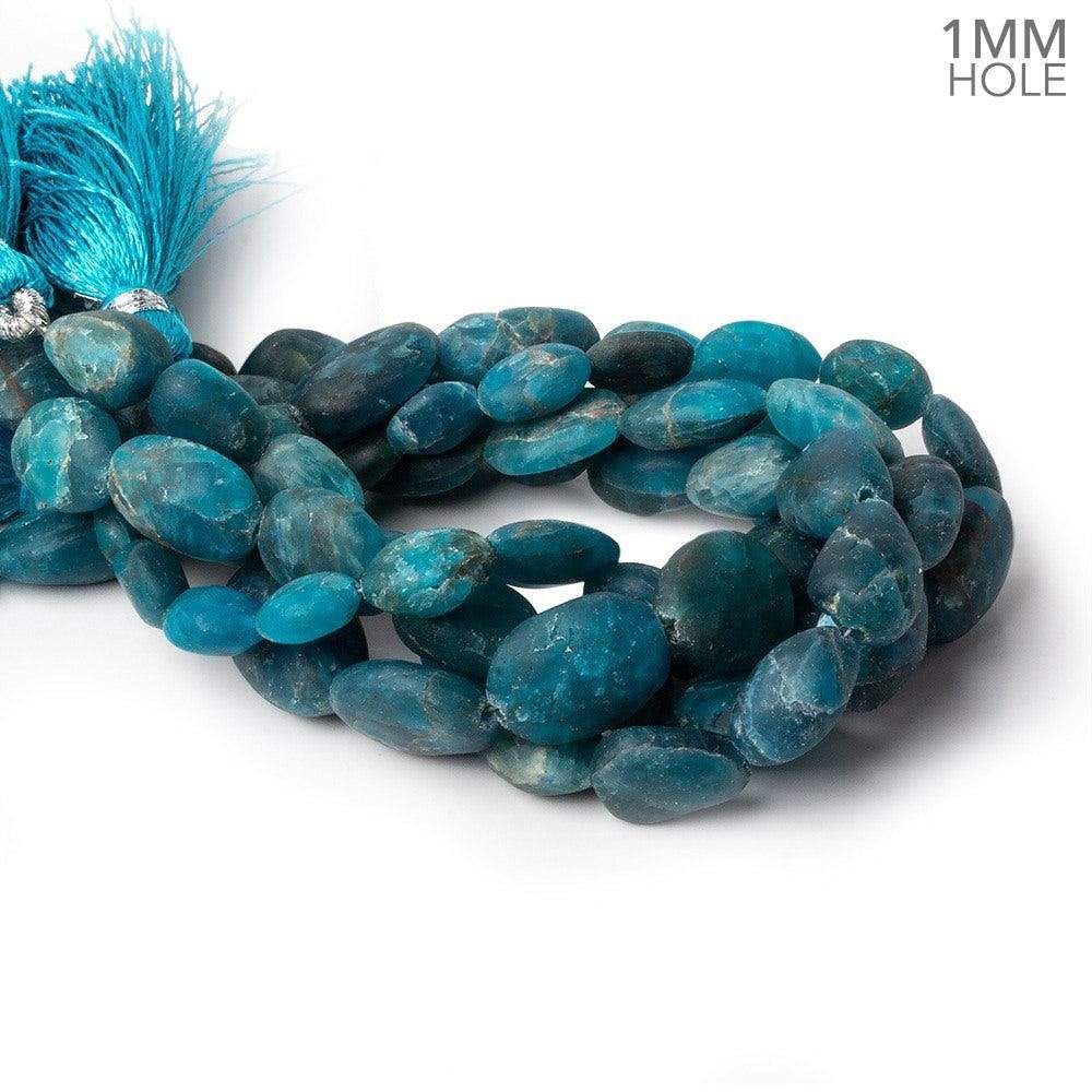 8x5-15x9mm Matte Neon Blue Apatite plain nuggets 7.5 inch 13 beads - Beadsofcambay.com